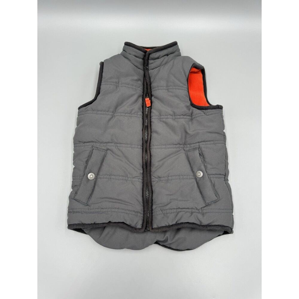Carters Winter Puffer Vest Gray Size 5 Orange Lining‎ Zip Up